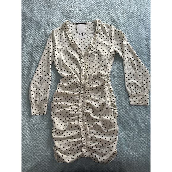 Zara Dresses & Skirts - NWT Zara Polka Dot Dress Black White Women's XS Coastal Cocktail Beach Grandma